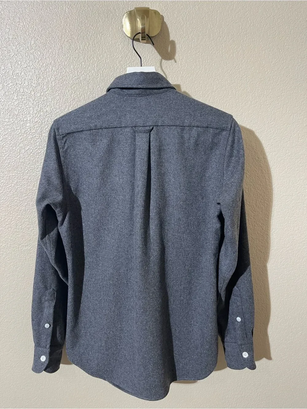 Drakes Charcoal Gray Button-Up Wool Shirt